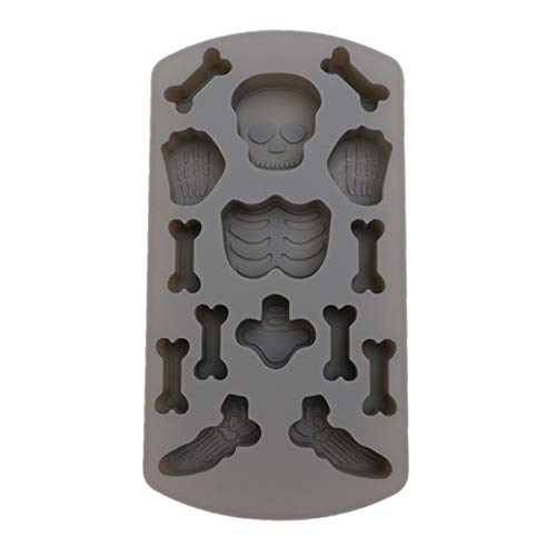Sewroro Halloween Backform Menschlicher Skelettschädel Schimmelpilzschimmel Nicht- Stift Silicon Fondant Cakes Form Backform für Küchenbackwerkzeug (Dunkelgrau) von Sewroro