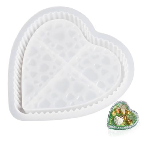 Sewroro Herzförmige Verschleißfeste Silikonform für DIY tablett Filigranes Design mit Feinen Details Flexible Entformung als Aufbewahrungsbox für Schmuck und Bastelprojekte von Sewroro