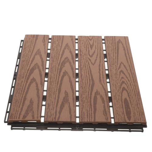 Sewroro Interlocking Fliesen für Balkon und Garten Druckmuster Holzplastik Fliesen Rutschfest Installieren Braun für Außenbereiche von Sewroro