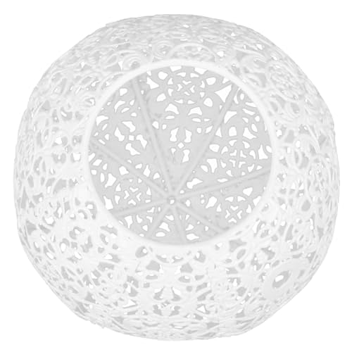 Sewroro Metall Kugelförmiger Lampenschirm Weiß DIY Lampenschirm Abdeckung Innenbereich Kunstvoller Eleganter Lampenschutz Für Tischlampe Leicht Montierbar von Sewroro