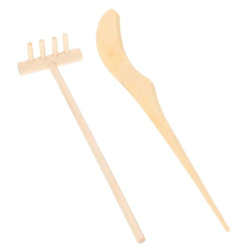 Sewroro Mini Zen Garten Werkzeug Holz Sandrechen Kamm Rechen und Bambusnadel für Schreibtisch Dekoration Entspannung Feng Shui Zubehör von Sewroro