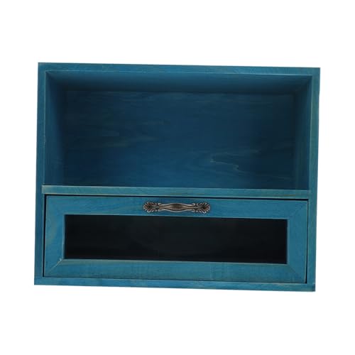 Sewroro Retro Holz Aufbewahrungsbox mit Acryl schublade Kleiner Schreibtisch Organizer für Schmuck und Büro Praktische Vintage Holzbox mit Glasfront Kompakter Stauraum für Kleine von Sewroro