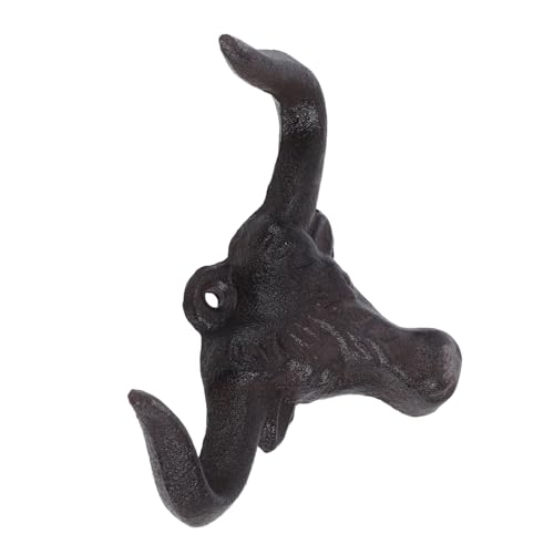 Sewroro Rustikaler Gusseisen Wandhaken mit Bullenkopf Robuster und Dekorativer Tierhaken für Schlüssel Hüte Handtücher Vintage Stil für Wohn und Schlafzimmerdekoration von Sewroro