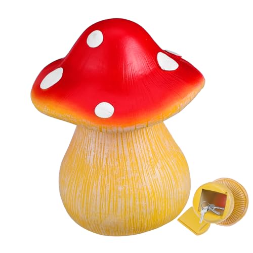 Sewroro Versteckter Schlüsselhalter Pilzform Outdoor Deko Schlüsselbox Robustem Resin für Garten Versteckt Schlüssel und Kleine Gegenstände Wetterfest und Charmant von Sewroro