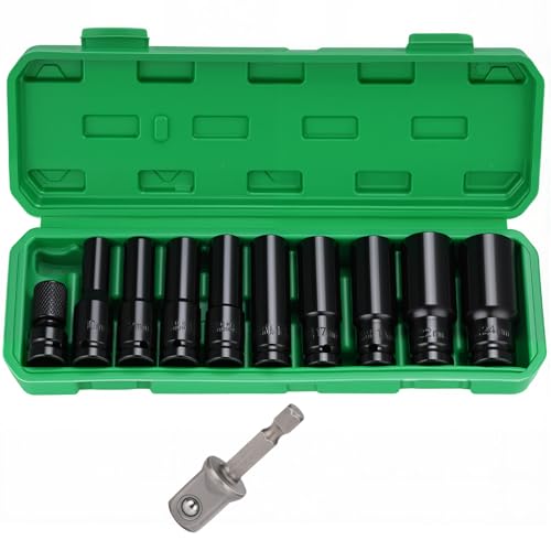 Sexyhot 11tlg Schlagschrauber Nüsse Set 1/2 Zoll,Vielzahn Nuss Satz,Mit Ratschenkasten Klein,Steckschlüsselsatz im Alltag Angewendet, Autoreparaturen, Wechsel Reifen(10-24mm) von Sexyhot
