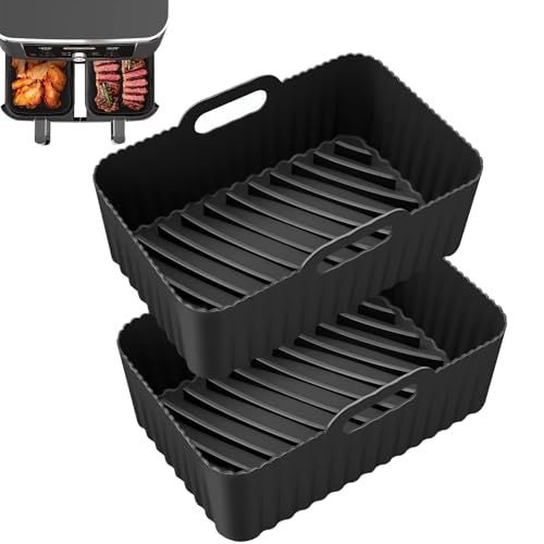 Sexyhot 2Pcs Rechteck Silikonform Heißluftfritteuse, Air Fryer Silikon Einsatz, Airfryer Zubehör, Lebensmittelecht, Silikon Airfryer Form, Küchenutensil, Wiederverwendbar(19.5 * 13 * 8cm) von Sexyhot