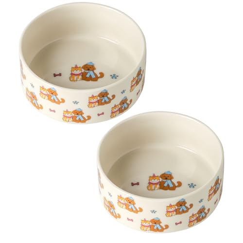 Keramik Hundenäpfe 2er Set, Haustier Katze Hund Futternapf Wassernapf mit niedlichem Muster, 13 cm Hundeschirr für kleine Größe Hund und Katze, Weiß Keramik Hundenäpfe 2er Set, Haustier Katze Hund Futternapf Wassernapf mit niedlichem Muster, 13 cm Hundeschirr für kleine Größe Hund und Katze, Weiß von Seyatoo