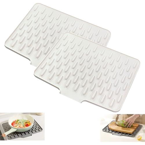 Auslaufsicherer Arbeitsplattenschutz Aus Silikon – Hitzebeständige Und Rutschfeste Matte Für Tropffreies Abtrocknen, Geneigter Auslaufsicheres Abtropfgestell Aus Silikon Für Küchenspülen von Seymal