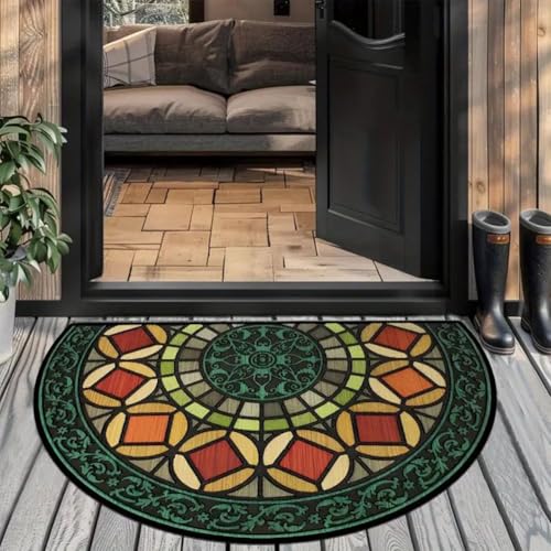 Seymal Halbrunde Fußmatte Im Boho-Stil – Rutschfester, Weicher Bodenteppich, Waschbarer Halbrunder Flächenvorleger, Saugfähige Fußmatte for Den Eingangsbereich for Küche, Wohnzimmer, Terrasse Seymal Halbrunde Fußmatte Im Boho-Stil – Rutschfester, Weicher Bodenteppich, Waschbarer Halbrunder Flächenvorleger, Saugfähige Fußmatte for Den Eingangsbereich for Küche, Wohnzimmer, Terrasse von Seymal