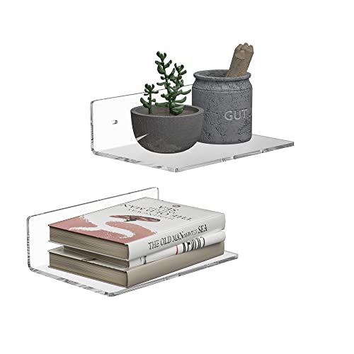 Sezanrpt 23cm Klares Wandregal, Acryl Kleines Sich Hin- und Herbewegendes Regal für Wand, Home Wall Display Ledges für Lagerung, Raumdekoration, Platzersparnis, Einzelteile Organizer, 2-Pack von Sezanrpt