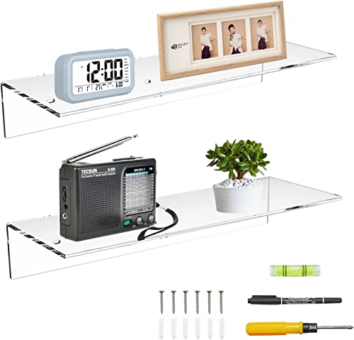 Sezanrpt 43cm Acryl Wandregale, Wandregale für Schlafzimmer, Wandregale für Sammlerstücke, Funko Pop, Lautsprecher, Pflanzen, 2er-Set von Sezanrpt