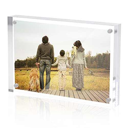 Sezanrpt Acryl 10x15cm Bilderrahmen, Klare Fotoanzeige Magnetischer Fotorahmen 10x15cm, Doppelseitige Rahmenlose Schreibtisch Bilderrahmen für Büro von Sezanrpt