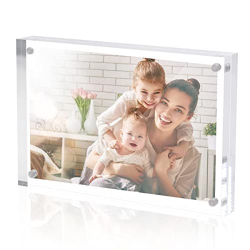 Sezanrpt Acryl-Bilderrahmen 13x18cm Frei Stehend, Klarer Kristall Doppel-Seitenmagnete 13cm x 18cm Bilderrahmen, Büro Desktop Magnetic 13x18 Lucite Fotorahmen für Stand Display, Brand Advertiser von Sezanrpt