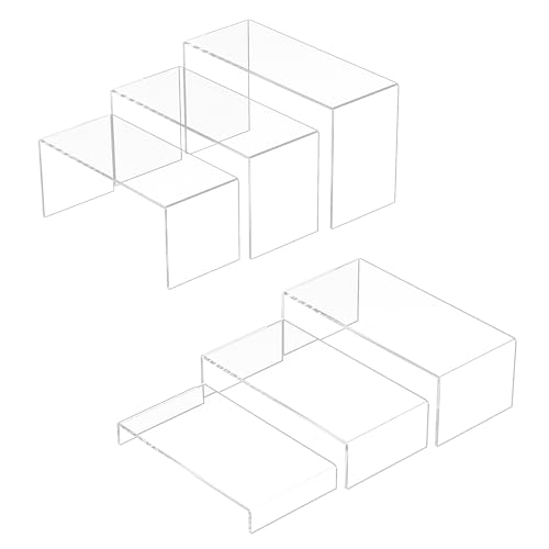 Sezanrpt Acryl Display Risers 6pcs, klare rechteckige Display Organizer Ständer, Acryl Display für Figur, Desserts, Cupcake, Spielzeug, Sammlerstücke, Waren ab 19x20.3x21.6x22.8x24.1x25.4CM von Sezanrpt