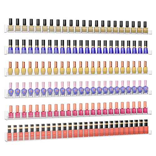 Sezanrpt Nagellack Rack Regal für Wand, Klarer Nagellack Organizer Wand Montiert, 81cm Acryl Nagellack Regal für 192 Flaschen, 6-Pack von Sezanrpt