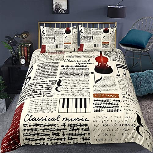 Sezhiqeu Alte Zeitung Bettwäsche 135x200, 3D Muster Weich Kuschelig Mikrofaser Bettwäsche Set Musik-Themen Bettbezug + 2 Kissenbezug 80x80 cm mit Reißverschluss B-295 Sezhiqeu Alte Zeitung Bettwäsche 135x200, 3D Muster Weich Kuschelig Mikrofaser Bettwäsche Set Musik-Themen Bettbezug + 2 Kissenbezug 80x80 cm mit Reißverschluss B-295 von Sezhiqeu