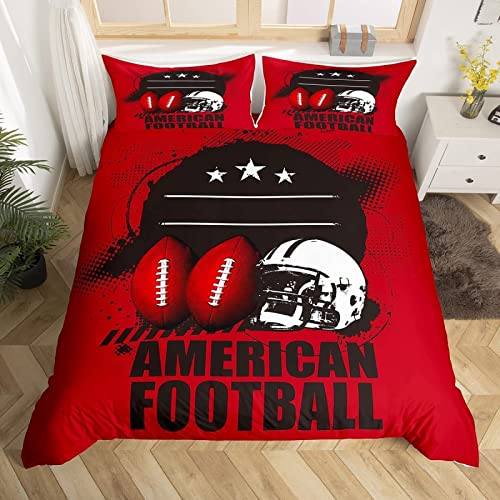 Sezhiqeu American Football Bettwäsche 155x220, 3D Muster Weich Kuschelig Mikrofaser Bettwäsche Set Rotes Rugby Bettbezug + 2 Kissenbezug 80x80 cm mit Reißverschluss B129 Sezhiqeu American Football Bettwäsche 155x220, 3D Muster Weich Kuschelig Mikrofaser Bettwäsche Set Rotes Rugby Bettbezug + 2 Kissenbezug 80x80 cm mit Reißverschluss B129 von Sezhiqeu