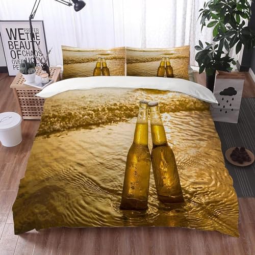Sezhiqeu Bier Bettwäsche 135x200, 3D Muster Super Weich Mikrofaser Bettwäsche Set Bier Bettbezug mit Reißverschluss + 2 Kissenbezug 80x80 cm G-1321 Sezhiqeu Bier Bettwäsche 135x200, 3D Muster Super Weich Mikrofaser Bettwäsche Set Bier Bettbezug mit Reißverschluss + 2 Kissenbezug 80x80 cm G-1321 von Sezhiqeu