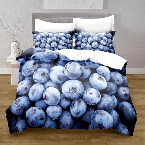 Sezhiqeu Blaubeere Bettwäsche 135x200, 3D Muster Weich Kuschelig Mikrofaser Bettwäsche Set Obst Bettbezug + 2 Kissenbezug 80x80 cm mit Reißverschluss E-3277 Sezhiqeu Blaubeere Bettwäsche 135x200, 3D Muster Weich Kuschelig Mikrofaser Bettwäsche Set Obst Bettbezug + 2 Kissenbezug 80x80 cm mit Reißverschluss E-3277 von Sezhiqeu