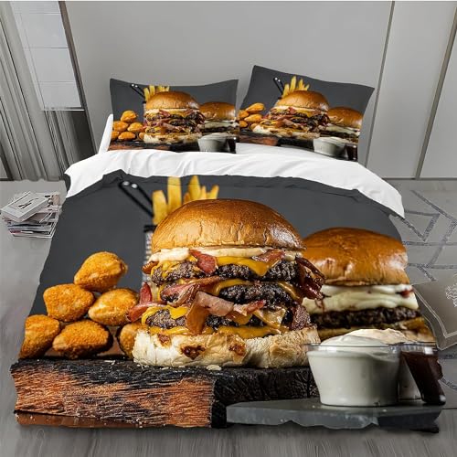 Sezhiqeu Burger Bettwäsche 155x220, Super Weich Mikrofaser 3D Bettwäsche Set Lebensmittel Bettbezug + 2 Kissenbezug 80x80 cm mit Reißverschluss H-987 Sezhiqeu Burger Bettwäsche 155x220, Super Weich Mikrofaser 3D Bettwäsche Set Lebensmittel Bettbezug + 2 Kissenbezug 80x80 cm mit Reißverschluss H-987 von Sezhiqeu