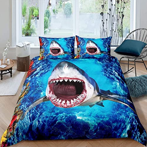 Sezhiqeu Furchterregender Hai Bettwäsche 135x200, 3D Muster Weich Mikrofaser Winter Bettwäsche-Sets Meerestiere Bettbezug + 2 Kissenbezug 80x80 cm mit Reißverschluss D-313 Sezhiqeu Furchterregender Hai Bettwäsche 135x200, 3D Muster Weich Mikrofaser Winter Bettwäsche-Sets Meerestiere Bettbezug + 2 Kissenbezug 80x80 cm mit Reißverschluss D-313 von Sezhiqeu