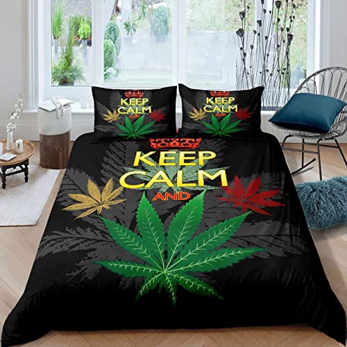 Sezhiqeu Grünes Cannabis-Blatt Bettwäsche 140x200, 3D Muster Weich Kuschelig Mikrofaser Bettwäsche Set Unkraut und Pflanzen Bettbezug + 2 Kissenbezug 80x80 cm mit Reißverschluss Sezhiqeu Grünes Cannabis-Blatt Bettwäsche 140x200, 3D Muster Weich Kuschelig Mikrofaser Bettwäsche Set Unkraut und Pflanzen Bettbezug + 2 Kissenbezug 80x80 cm mit Reißverschluss von Sezhiqeu