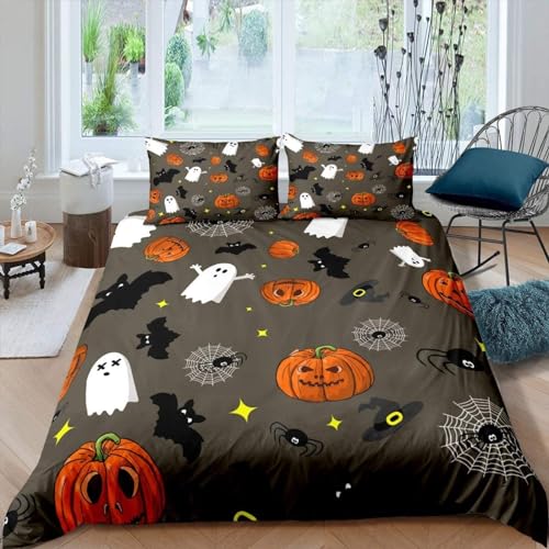 Sezhiqeu Halloween Bettwäsche 135x200, 3D Muster Weich Kuschelig Mikrofaser Bettwäsche Set Kürbis Fledermaus Bettbezug + 2 Kissenbezug 80x80 cm mit Reißverschluss Sezhiqeu Halloween Bettwäsche 135x200, 3D Muster Weich Kuschelig Mikrofaser Bettwäsche Set Kürbis Fledermaus Bettbezug + 2 Kissenbezug 80x80 cm mit Reißverschluss von Sezhiqeu