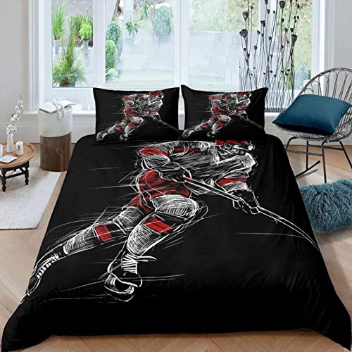 Sezhiqeu Hockey Bettwäsche 135x200, 3D Muster Weich Kuschelig Mikrofaser Bettwäsche Set Eishockey Bettbezug + 2 Kissenbezug 80x80 cm mit Reißverschluss Sezhiqeu Hockey Bettwäsche 135x200, 3D Muster Weich Kuschelig Mikrofaser Bettwäsche Set Eishockey Bettbezug + 2 Kissenbezug 80x80 cm mit Reißverschluss von Sezhiqeu