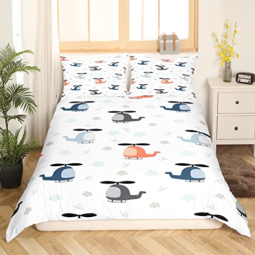 Sezhiqeu Kinder Cartoon-Flugzeug Bettwäsche 135x200, 3D Muster Super Weich Mikrofaser Bettwäsche Set Jungen Und Mädchen Bettbezug + 2 Kissenbezug 80x80 cm mit Reißverschluss G379 von Sezhiqeu