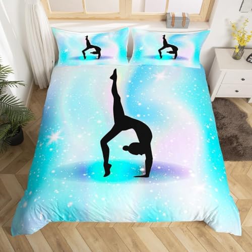 Sezhiqeu Mädchen Gymnastik Bettwäsche 140x200, 3D Muster Weich Kuschelig Mikrofaser Bettwäsche Set Turnerinnen Und Turner Bettbezug + 2 Kissenbezug 80x80 cm mit Reißverschluss D4832 von Sezhiqeu