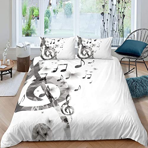 Sezhiqeu Musik Noten Bettwäsche 135x200, 3D Muster Super Weich Mikrofaser Bettwäsche Set Musik Bettbezug mit Reißverschluss + 2 Kissenbezug 80x80 cm G-385 Sezhiqeu Musik Noten Bettwäsche 135x200, 3D Muster Super Weich Mikrofaser Bettwäsche Set Musik Bettbezug mit Reißverschluss + 2 Kissenbezug 80x80 cm G-385 von Sezhiqeu