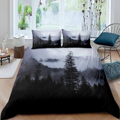 Sezhiqeu Nebliger Wald Bettwäsche 140x200, 3D Muster Weich Mikrofaser Winter Bettwäsche-Sets Dschungel-Pflanzen Bettbezug + 2 Kissenbezug 80x80 cm mit Reißverschluss E62 Sezhiqeu Nebliger Wald Bettwäsche 140x200, 3D Muster Weich Mikrofaser Winter Bettwäsche-Sets Dschungel-Pflanzen Bettbezug + 2 Kissenbezug 80x80 cm mit Reißverschluss E62 von Sezhiqeu