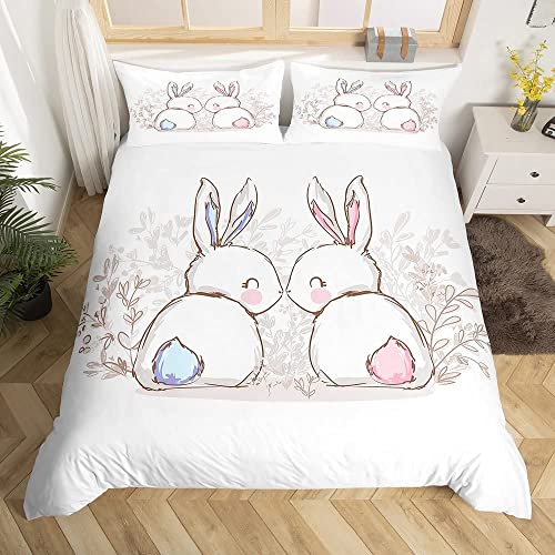 Sezhiqeu Niedlicher Hase Bettwäsche 135x200, 3D Muster Super Weich Mikrofaser Bettwäsche Set Osterhase Bettbezug + 2 Kissenbezug 80x80 cm mit Reißverschluss F-163 Sezhiqeu Niedlicher Hase Bettwäsche 135x200, 3D Muster Super Weich Mikrofaser Bettwäsche Set Osterhase Bettbezug + 2 Kissenbezug 80x80 cm mit Reißverschluss F-163 von Sezhiqeu