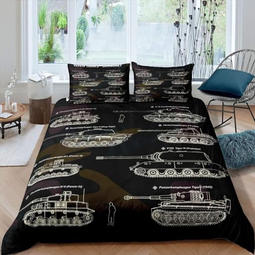 Sezhiqeu Panzer Bettwäsche 140x200, 3D Muster Super Weich Mikrofaser Bettwäsche Set Militärisches Thema Bettbezug mit Reißverschluss + 2 Kissenbezug 80x80 cm G-44 Sezhiqeu Panzer Bettwäsche 140x200, 3D Muster Super Weich Mikrofaser Bettwäsche Set Militärisches Thema Bettbezug mit Reißverschluss + 2 Kissenbezug 80x80 cm G-44 von Sezhiqeu