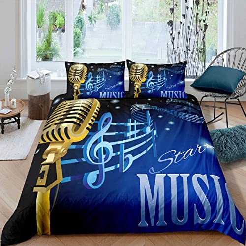 Sezhiqeu Riesenrad Bettwäsche 140x200, 3D Muster Weich Kuschelig Mikrofaser Bettwäsche Set Note Mikrofon Bettbezug + 2 Kissenbezug 80x80 cm mit Reißverschluss B-326 Sezhiqeu Riesenrad Bettwäsche 140x200, 3D Muster Weich Kuschelig Mikrofaser Bettwäsche Set Note Mikrofon Bettbezug + 2 Kissenbezug 80x80 cm mit Reißverschluss B-326 von Sezhiqeu