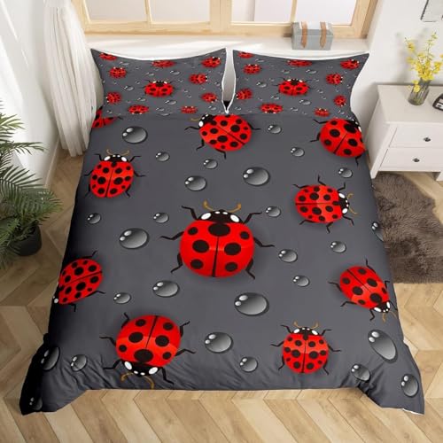 Sezhiqeu Roter Marienkäfer Bettwäsche 135x200, 3D Muster Weich Kuschelig Mikrofaser Bettwäsche Set Marienkäfer Bettbezug + 2 Kissenbezug 80x80 cm mit Reißverschluss C-4513 Sezhiqeu Roter Marienkäfer Bettwäsche 135x200, 3D Muster Weich Kuschelig Mikrofaser Bettwäsche Set Marienkäfer Bettbezug + 2 Kissenbezug 80x80 cm mit Reißverschluss C-4513 von Sezhiqeu