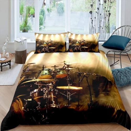 Sezhiqeu Schlagzeug Bettwäsche 200x200, 3D Muster Weich Kuschelig Mikrofaser Bettwäsche Set Musik-Themen Bettbezug + 2 Kissenbezug 80x80 cm mit Reißverschluss F4060 Sezhiqeu Schlagzeug Bettwäsche 200x200, 3D Muster Weich Kuschelig Mikrofaser Bettwäsche Set Musik-Themen Bettbezug + 2 Kissenbezug 80x80 cm mit Reißverschluss F4060 von Sezhiqeu