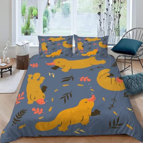 Sezhiqeu Schnabeltier Bettwäsche 140x200, 3D Muster Weich Kuschelig Mikrofaser Bettwäsche Set Dschungel-Tiere Bettbezug + 2 Kissenbezug 80x80 cm mit Reißverschluss B4802 Sezhiqeu Schnabeltier Bettwäsche 140x200, 3D Muster Weich Kuschelig Mikrofaser Bettwäsche Set Dschungel-Tiere Bettbezug + 2 Kissenbezug 80x80 cm mit Reißverschluss B4802 von Sezhiqeu