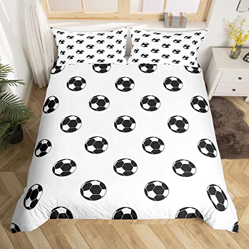 Sezhiqeu Schwarzer Und Weißer Fußball Bettwäsche 135x200, 3D Muster Weich Mikrofaser Winter Bettwäsche-Sets Sport Bettbezug + 2 Kissenbezug 80x80 cm mit Reißverschluss E37 Sezhiqeu Schwarzer Und Weißer Fußball Bettwäsche 135x200, 3D Muster Weich Mikrofaser Winter Bettwäsche-Sets Sport Bettbezug + 2 Kissenbezug 80x80 cm mit Reißverschluss E37 von Sezhiqeu