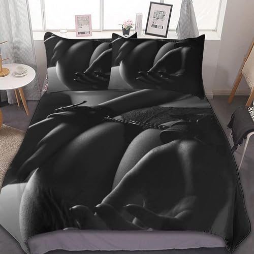 Sezhiqeu Sexy Frau Bettwäsche 135x200, 3D Muster Weich Kuschelig Mikrofaser Bettwäsche Set Sexy Mädchen Bettbezug + 2 Kissenbezug 80x80 cm mit Reißverschluss C-4417 von Sezhiqeu
