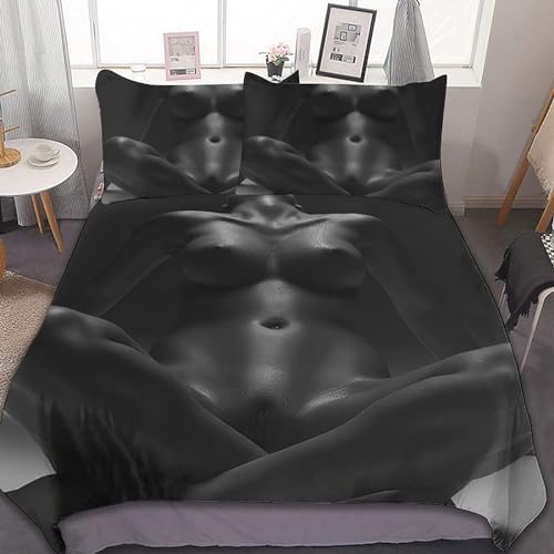 Sezhiqeu Sexy Mädchen Bettwäsche 135x200, 3D Muster Weich Kuschelig Mikrofaser Bettwäsche Set Sexy Frauen Bettbezug + 2 Kissenbezug 80x80 cm mit Reißverschluss B1279 von Sezhiqeu