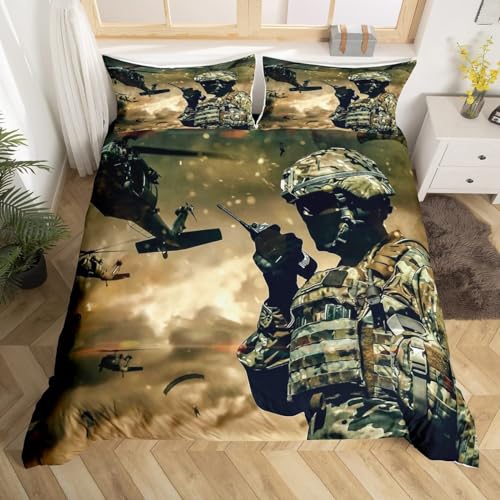 Sezhiqeu Soldat Bettwäsche 135x200, 3D Muster Weich Mikrofaser Winter Bettwäsche-Sets Militärisches Thema Bettbezug + 2 Kissenbezug 80x80 cm mit Reißverschluss B-1009 Sezhiqeu Soldat Bettwäsche 135x200, 3D Muster Weich Mikrofaser Winter Bettwäsche-Sets Militärisches Thema Bettbezug + 2 Kissenbezug 80x80 cm mit Reißverschluss B-1009 von Sezhiqeu