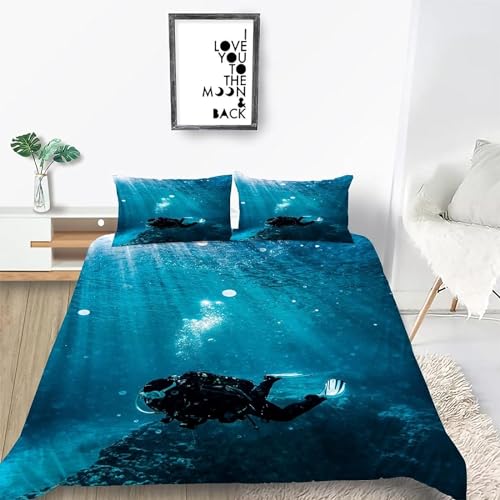 Sezhiqeu Taucher Bettwäsche 135x200, 3D Muster Weich Kuschelig Mikrofaser Bettwäsche Set Tauchen Bettbezug + 2 Kissenbezug 80x80 cm mit Reißverschluss A2163 Sezhiqeu Taucher Bettwäsche 135x200, 3D Muster Weich Kuschelig Mikrofaser Bettwäsche Set Tauchen Bettbezug + 2 Kissenbezug 80x80 cm mit Reißverschluss A2163 von Sezhiqeu