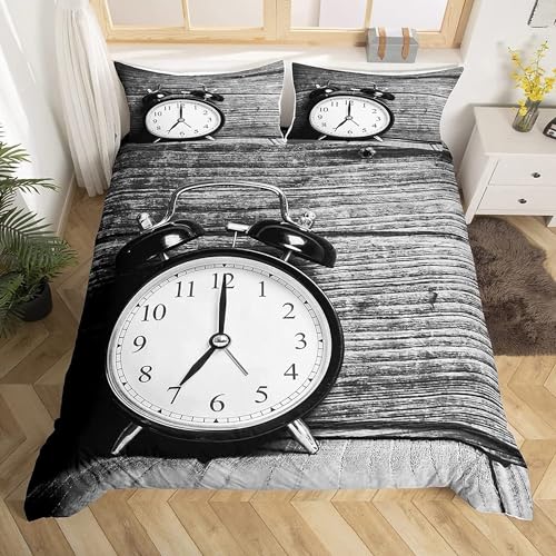Sezhiqeu Wecker Bettwäsche 135x200, 3D Muster Weich Mikrofaser Winter Bettwäsche-Sets Vintage-Bretter Bettbezug + 2 Kissenbezug 80x80 cm mit Reißverschluss D1579 Sezhiqeu Wecker Bettwäsche 135x200, 3D Muster Weich Mikrofaser Winter Bettwäsche-Sets Vintage-Bretter Bettbezug + 2 Kissenbezug 80x80 cm mit Reißverschluss D1579 von Sezhiqeu