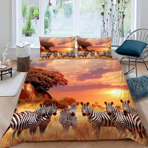 Sezhiqeu Zebra Bettwäsche 155x220, 3D Muster Weich Kuschelig Mikrofaser Bettwäsche Set Afrikanische Savanne Tiere Bettbezug + 2 Kissenbezug 80x80 cm mit Reißverschluss B-1641 Sezhiqeu Zebra Bettwäsche 155x220, 3D Muster Weich Kuschelig Mikrofaser Bettwäsche Set Afrikanische Savanne Tiere Bettbezug + 2 Kissenbezug 80x80 cm mit Reißverschluss B-1641 von Sezhiqeu