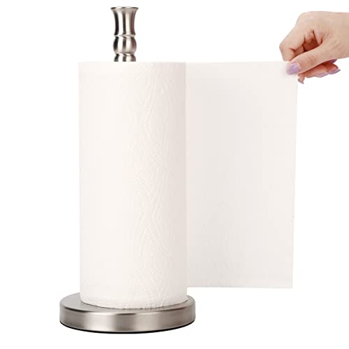 Sfemn Papierhandtuchhalter Arbeitsplatte, beschwerter Boden für Einhandreißen, freistehender Papierhandtuchhalter, Edelstahl, Papierhandtuchspender für Küchenarbeitsplatte (gebürstetes Nickel -1) von Sfemn