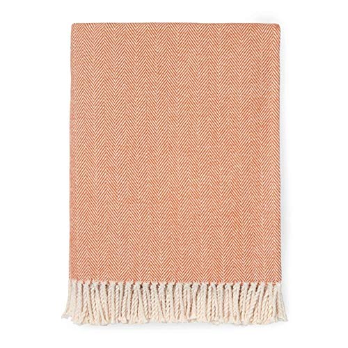 SFERRA Tagesdecke Celine, Fischgrätenmuster, 100 % Baumwolle Throw Blanket (51" x 71") Paprika von Sferra