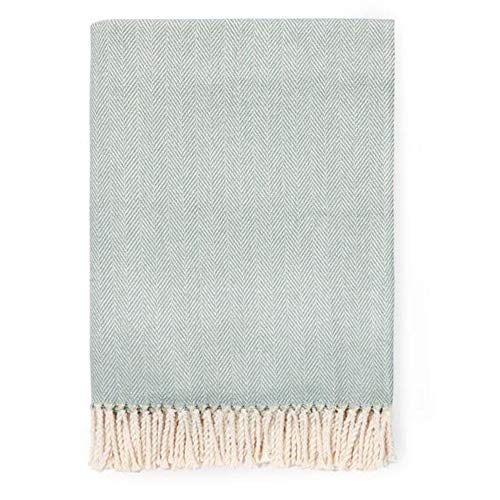 SFERRA Tagesdecke Celine, Fischgrätenmuster, 100 % Baumwolle Throw Blanket (51" x 71") slate blue von Sferra