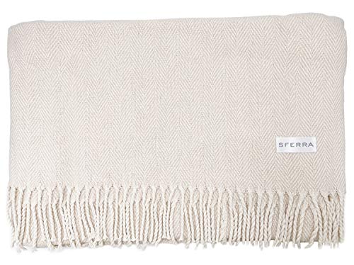 SFERRA Tagesdecke Celine, Fischgrätenmuster, 100 % Baumwolle Throw Blanket (51" x 71") taupe von Sferra