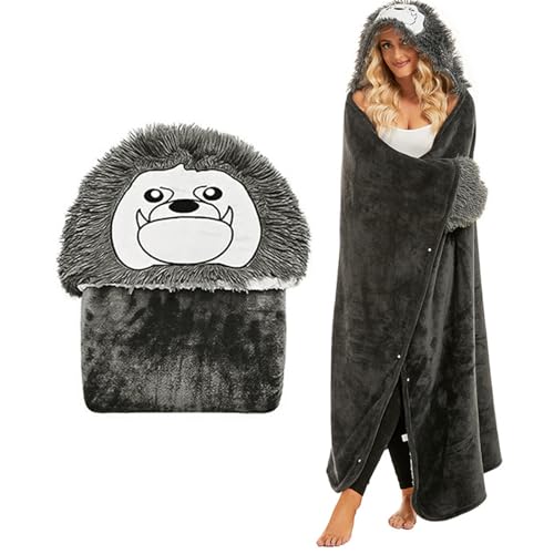 Sfit Faultier Kuscheldecke Faultier Geschenk für Frauen,Tragbare Decke mit Kapuze und Handschuhen Sofadecke Sloth Kuscheldecke Flauschig Cartoon Niedliches Warmer Wohndecke,Hund von Sfit